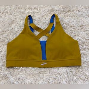 BROOKS W Drive Plunge Run Bra - Size XL- yellow and blue